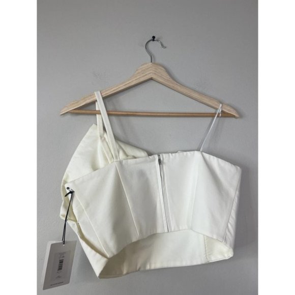 Amur Declan Ruffle Bustier One Shoulder Cropped Top Women's Ivory Size: 6 NWT - Picture 7 of 11